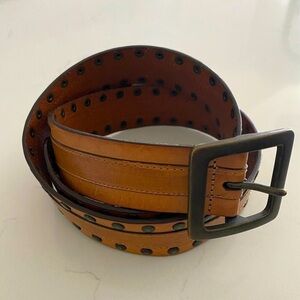Hipwear Women’s Leather Belt Size Large Brown Stitched Western Chic